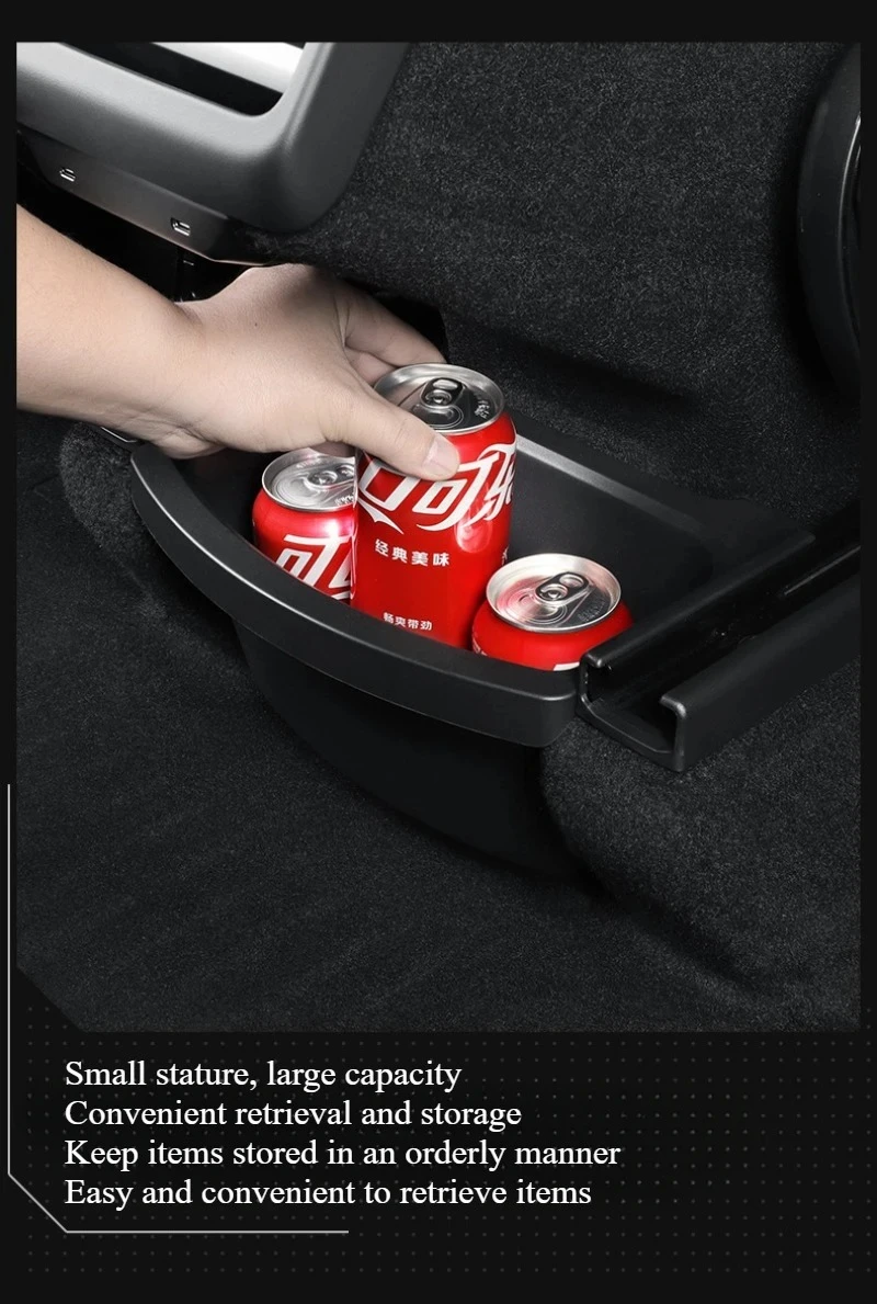 Für Tesla Model Y Juniper 2026 TPE Hintere Mittelkonsole Aufbewahrungsbox Organizer mit Abdeckung Mülleimer Unter dem Sitz Auto-Zubehör – Detail 6