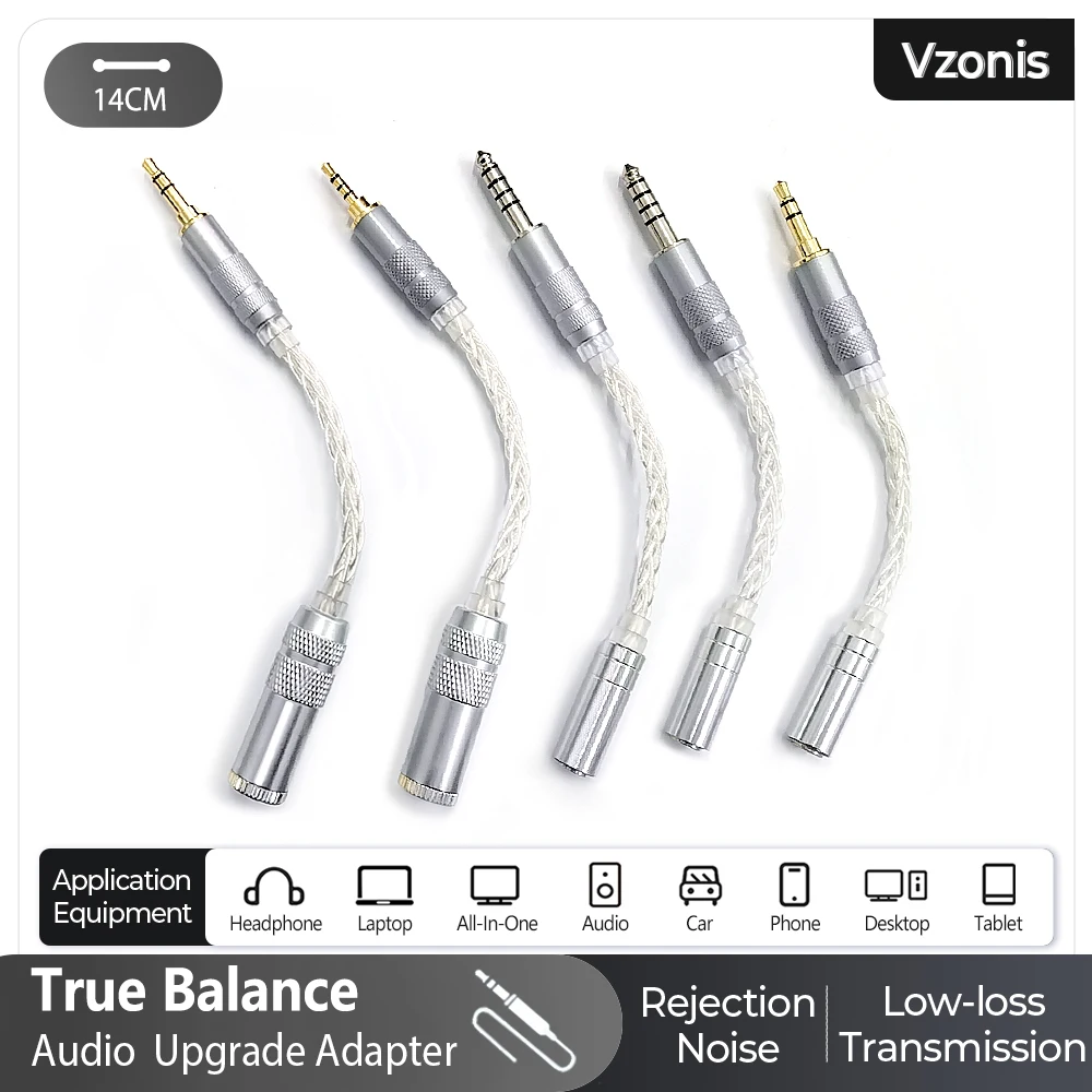 

VZONIS Audio Upgrade HIFI Balance Adapter Cable Male 4.4 mm to 3.5mm 2.5mm Female Headphone Conversion 8-core Cooper Wires cable