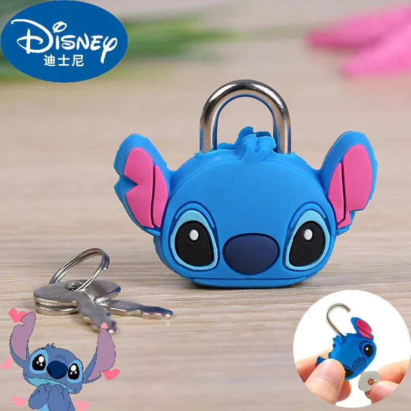 Disney Anime Stitch Lock Kawaii Stitch Lock Cartoon PVC Doll Metal Mini Padlock Creative Cute Luggage Lock Children's Gift