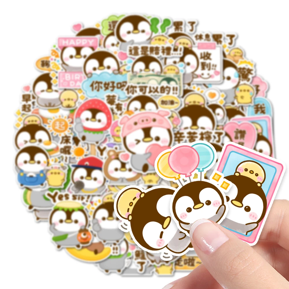 48pcs Cute cartoon gray penguin stickers can be used for decorative surprise gifts such as wall desktops,mobile phone cases, etc