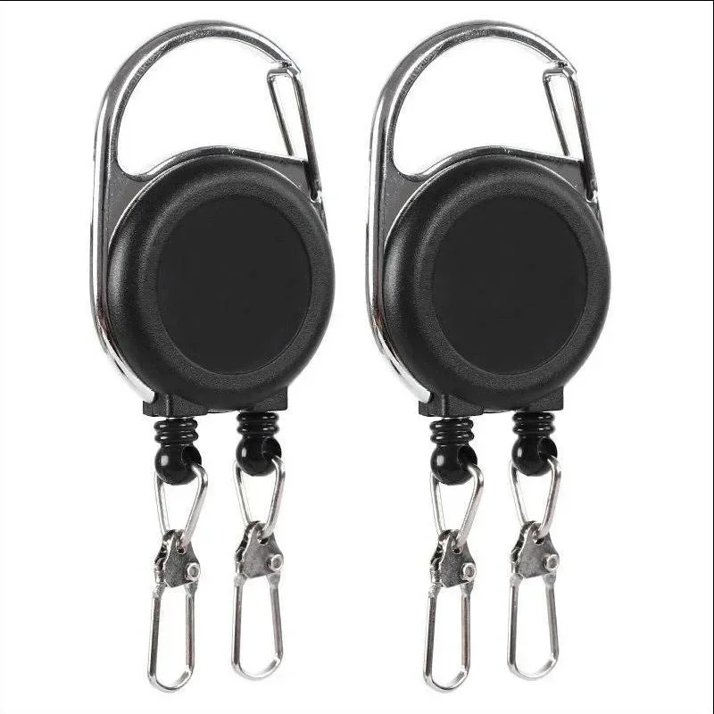 1pc Retractable Keychains Double Headed Keys Holder with Reel Cord-ID-Badge Holder Landyard Badge Reels