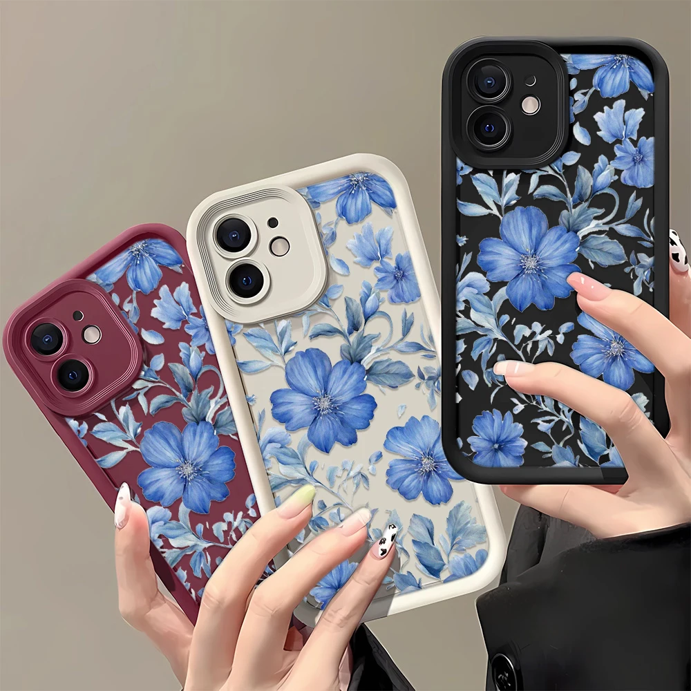

Elegant Little Blue Flower Phone Case for iPhone16 15 14 13 12 11 Pro Max Plus SE Pro Case