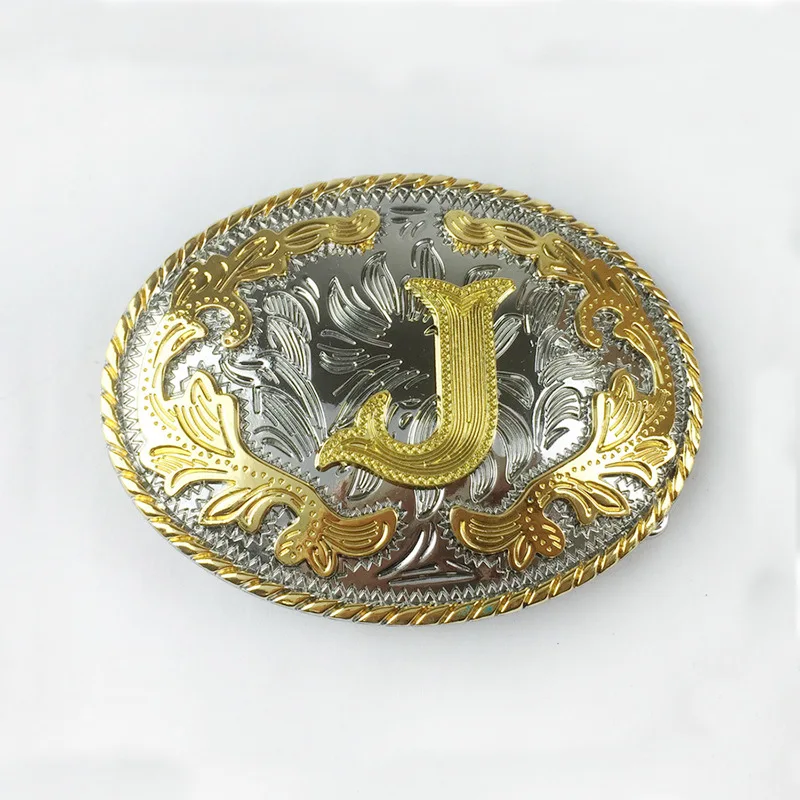 White K gold pattern 26 English letter belt buckle head fashion casual gold buckle