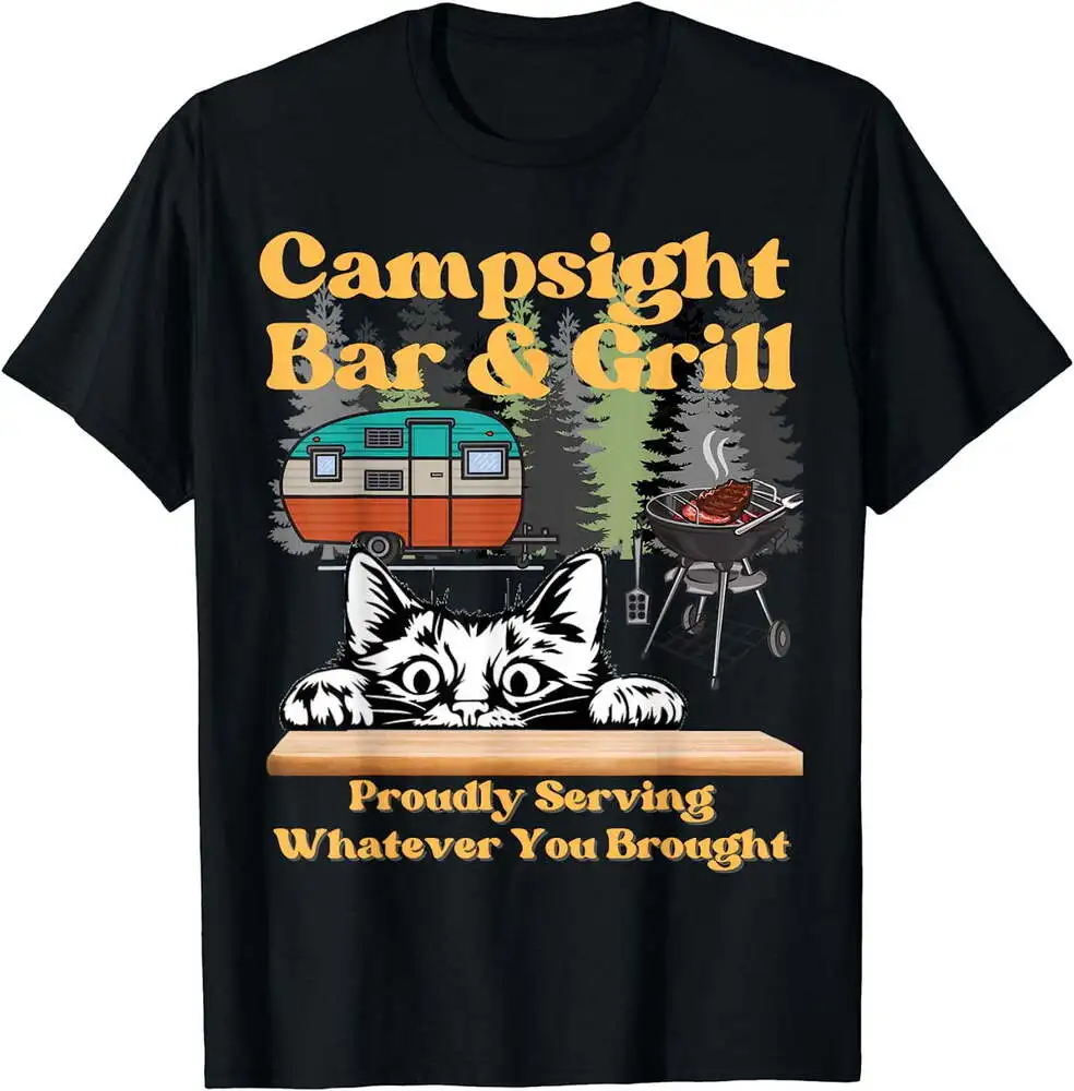 Cat Campsite Grill Sarcastic Camping Family T-Shirt Unisex T-shirts Cotton Luxury Brand Vintage Oversized