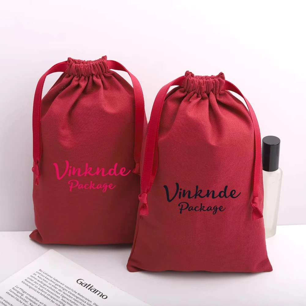 

Customized Logo Burgundy Cotton Linen Candle Soap Pouch Gift Skin Care Cosmetic Jewelry Packing Muslin Ribbon Drawstring Bag