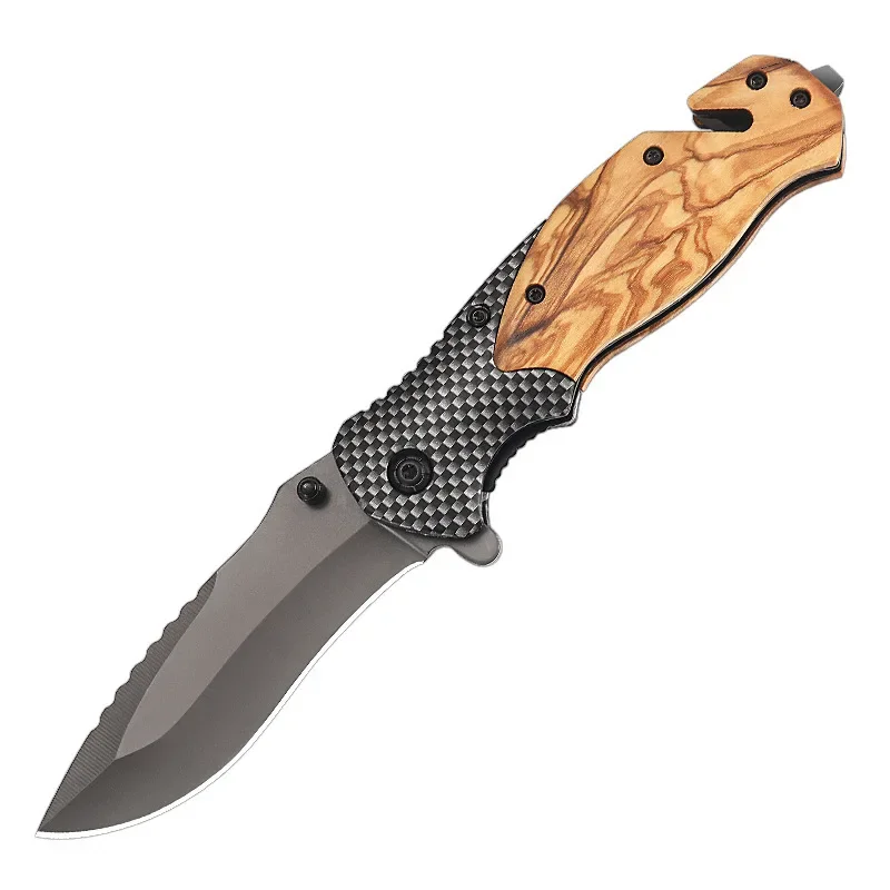 Outdoor Folding Knife Camping Survival High Hardness Stainless Steel Portable Multi-Purpose Damascus Pattern Pocket Knife