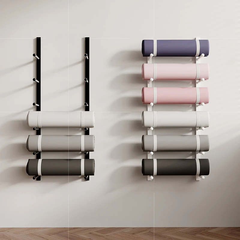 Multilayer Wall Shelf Iron Yoga Mat Storage Rack Gym Equipment Sorting Rack Indoor Layered Design Sports Equipment Display Stand