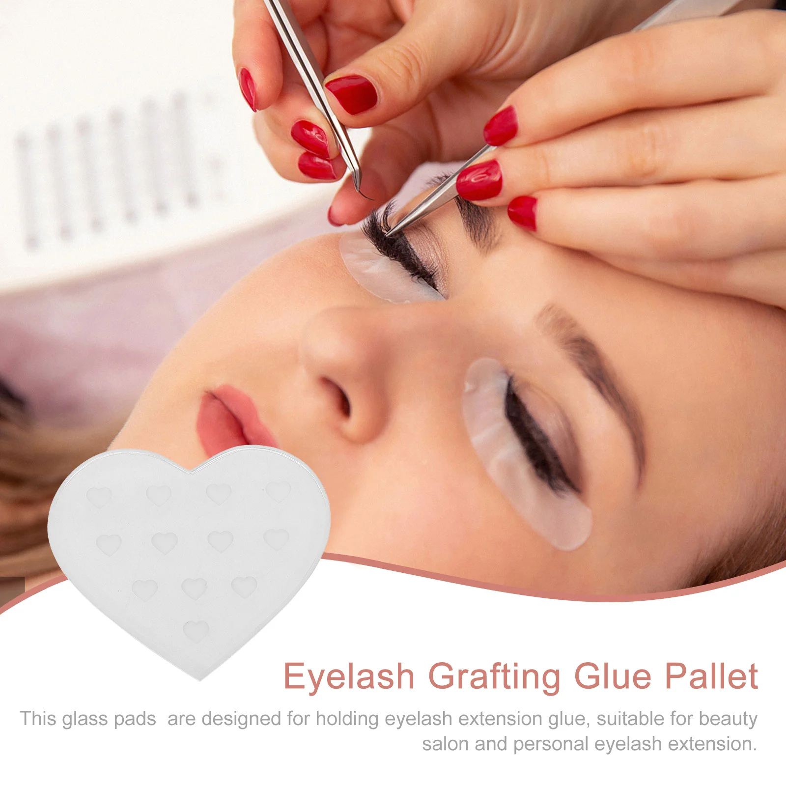 

Heart Shaped Glass Eyelash Grafting Plate Scratch Resistant Lightweight Easy to Clean for Eyelash Extensions Storage Solution