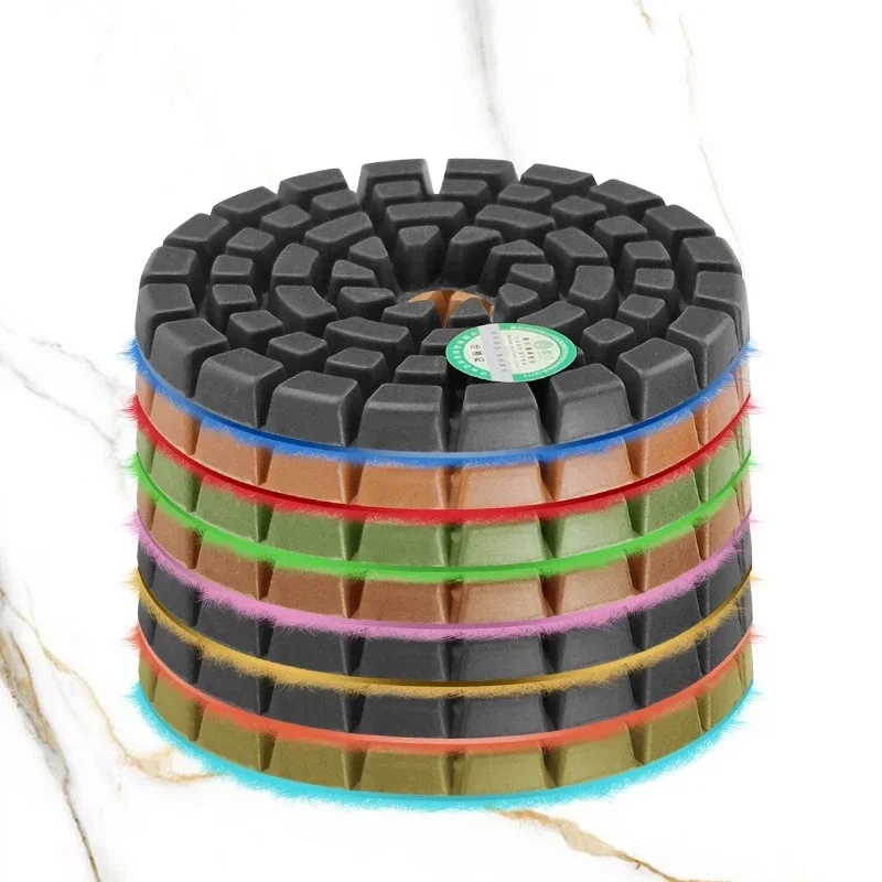 7PCS 4Inch Floor Polishing Pads 100mm Diamond Polishing Pads Wet Restoration Grinding Disc Sanding Concrete Floor Polishing Pad