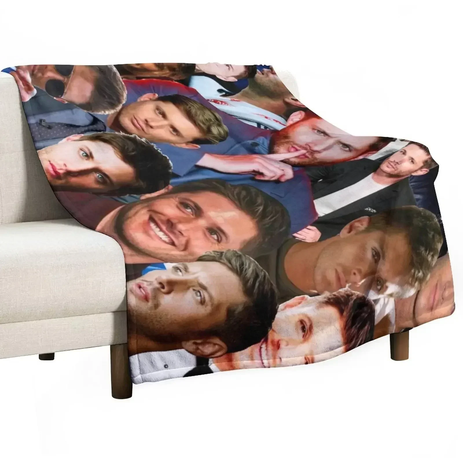 Jensen Ackles Photo Collage Throw Blanket Hair blankets ands Decorative Throw Blankets