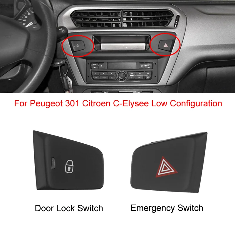 Brand New Emergency Light Door Lock Switch Botton Assy 98016534ZD For Peugeot 301 Citroen C-Elysee Low Configuration