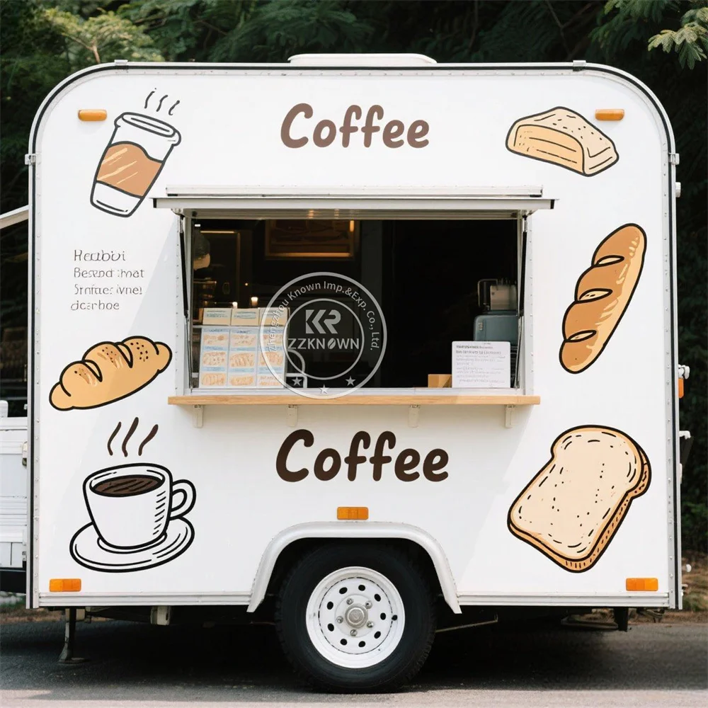 

Outdoor Mobile Kitchen Mini Food Trailer Milk Hot Dog Cart Ice Cream Coffee Kiosk Concession Fast Food Truck With Equipments