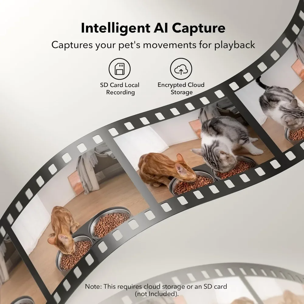 Automatic Cat Feeder with Camera for Two Cats,1080P HD Video with Night Vision, 5G WiFi Pet Feeder with 2-Way Audio,Sound Alerts