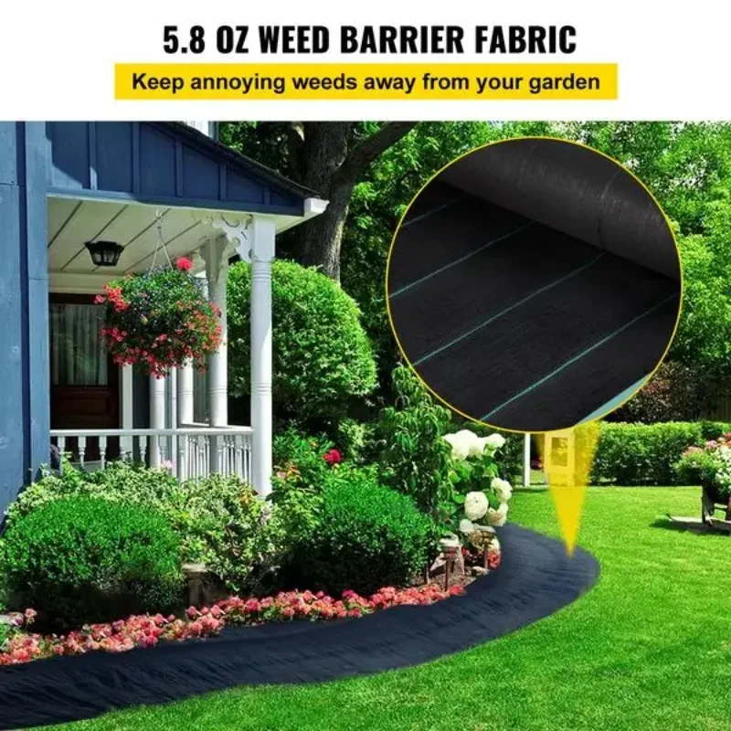 VEVOR Weed Barrier, 5.8oz Landscape Fabric, 4ft x 300ft Cover Mat Heavy Duty Woven Grass Control Geotextile for Garden, Patio, B