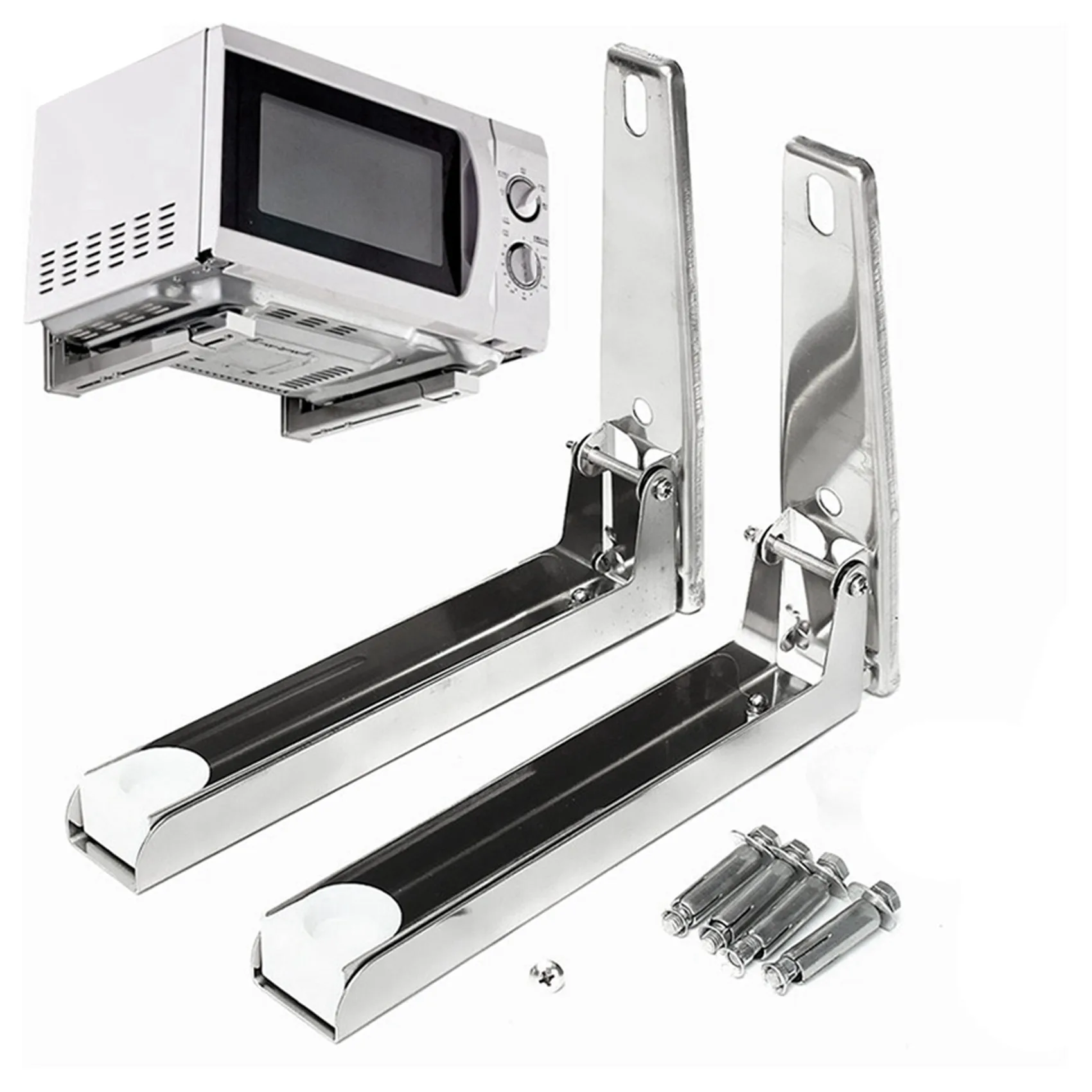 ABWR-2X إطار دعم فولاذي قابل للطي ورف مطاطي لفرن الميكروويف ودعامة تثبيت على الحائط من الفولاذ المقاوم للصدأ