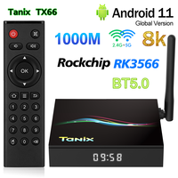 Original Tanix TX66 TV Box Android 11.0 RK3566 4GB 32GB 1000M LAN H.265 AV1 BT5.0 2.4G 5G Wifi 8K HDR Media Player Set Top Box