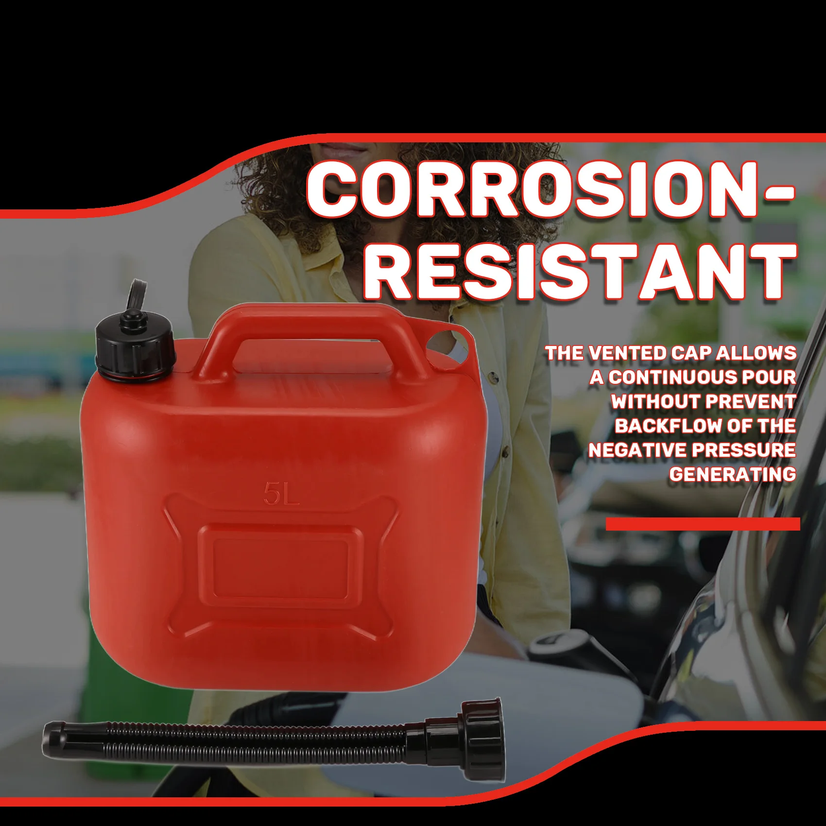 5l Auto Brandstoftank Kan Plastic Benzine Gascontainer Antistatische Brandstof Carrier Met Pijp Voor Auto Reizen