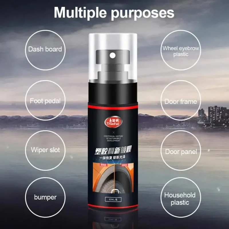 Leather Coating Spray Car Plastic Repair Polishing Coating Spray Back To Black Gloss Long-lasting Plastic Refurbishment Liquid
