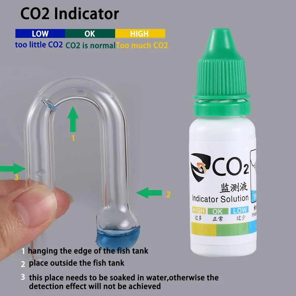 Long Term Aquarium PH Accessories CO2 Indicator Tester Monitor CO2 Diffuser CO2 Monitor Glass Drop Checker Indicator Monitor