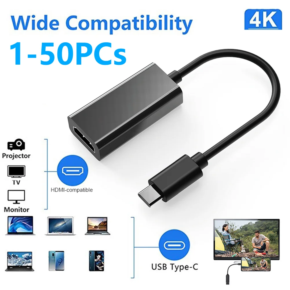 1-50Pc USB Type C DP to HDMI Converter Cable 4K USB3.1 10Gbps HDTV Adapter Cord for Samsung Galaxy S10 Android Phone for MacBook