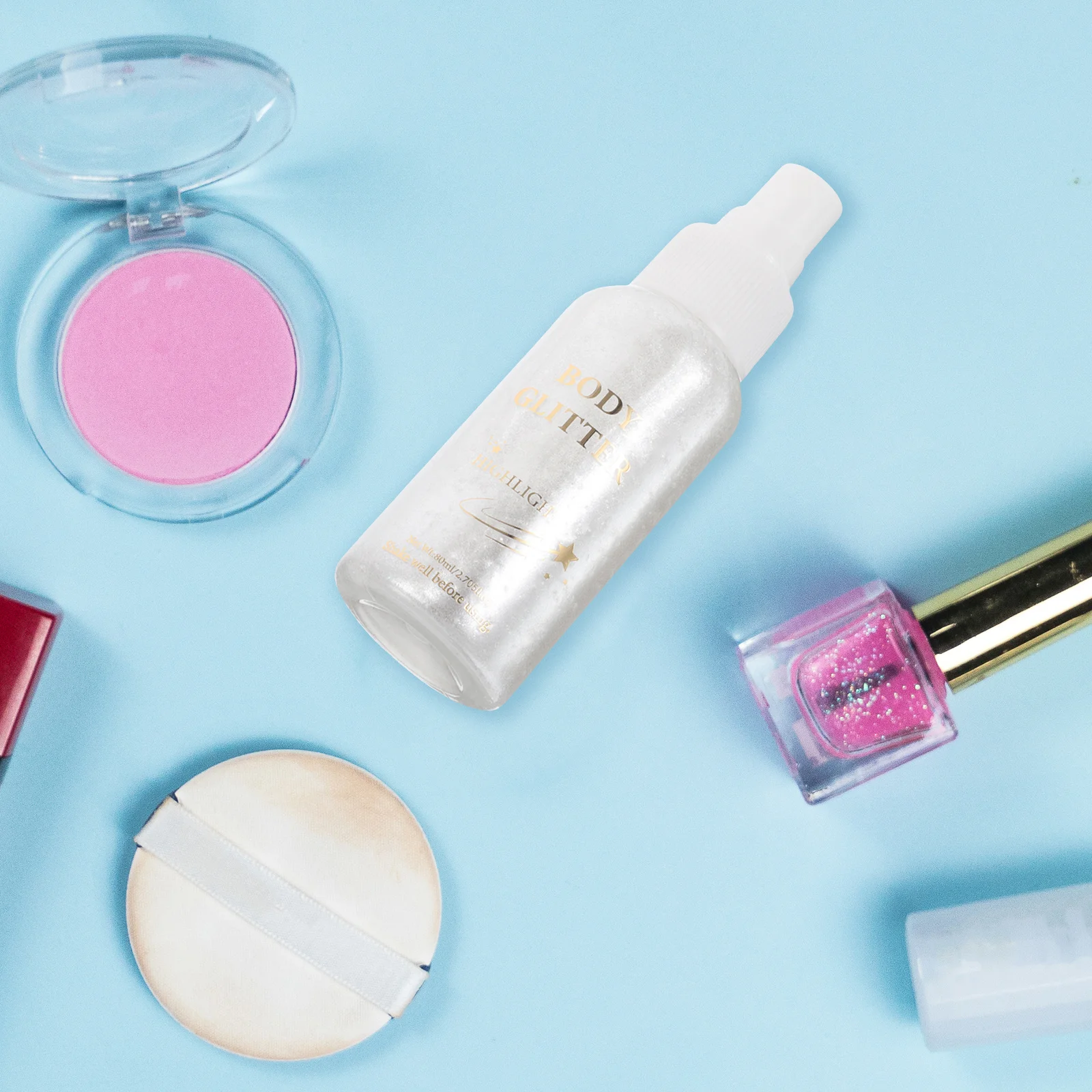 رذاذ الجسم اللامع باللون الفضي اللامع للنساء للحفلات والمهرجانات وشعر الهذيان والجلد من القماش يتوهج في الظلام مقاس السفر #4