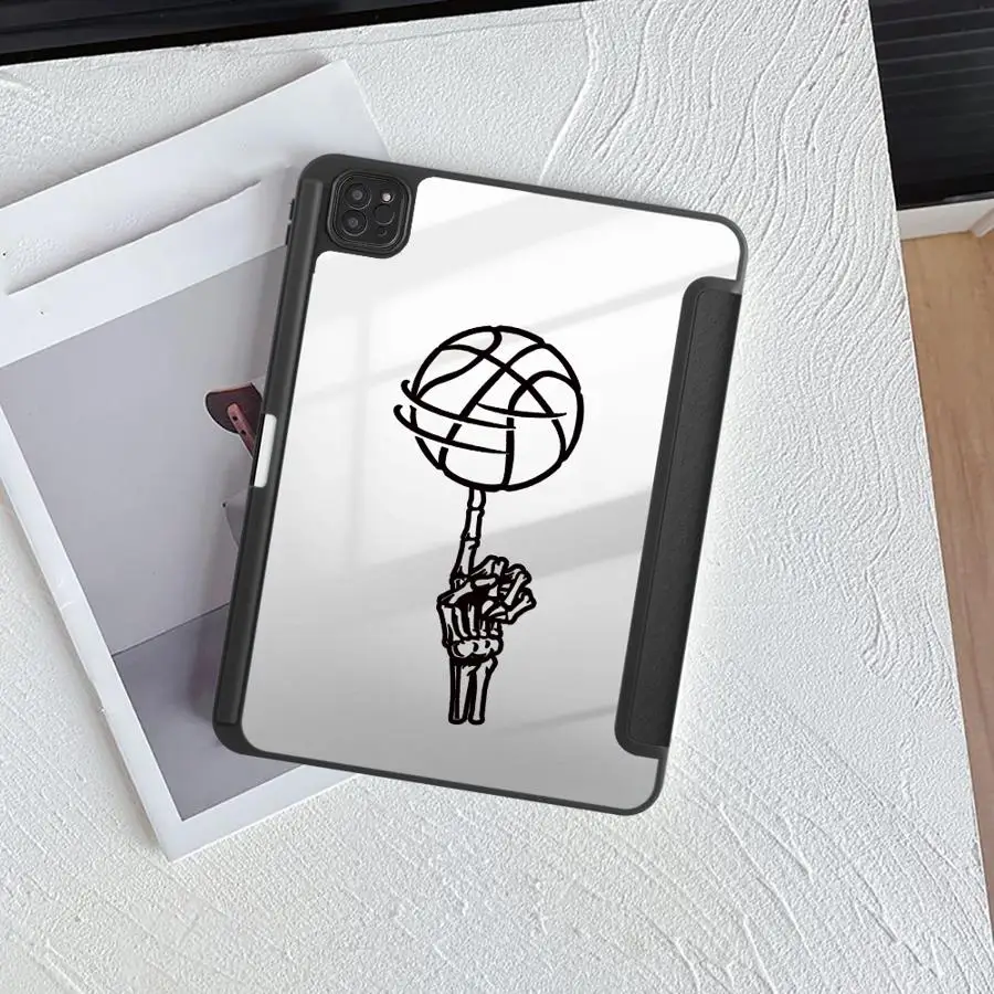 

Чехол для планшета iPad Air M2 1 2 M4 Mini 7 6 Pro 10th 7th 11th 9th 8th Air 2025 4 5 M3 с держателем, баскетбольный, милый, с ручкой