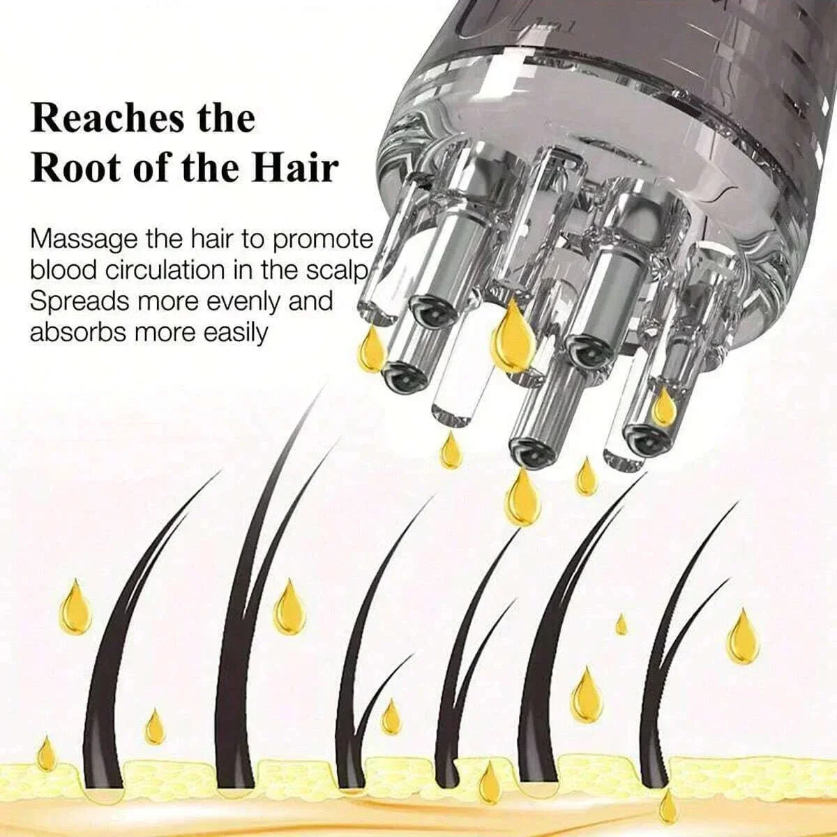 قطعة واحدة من مشط دوار لتنشيط فروة الرأس - كرة تدليك مملوءة بالزيوت العطرية لتعزيز نمو الشعر وتغذية علاج فروة الرأس