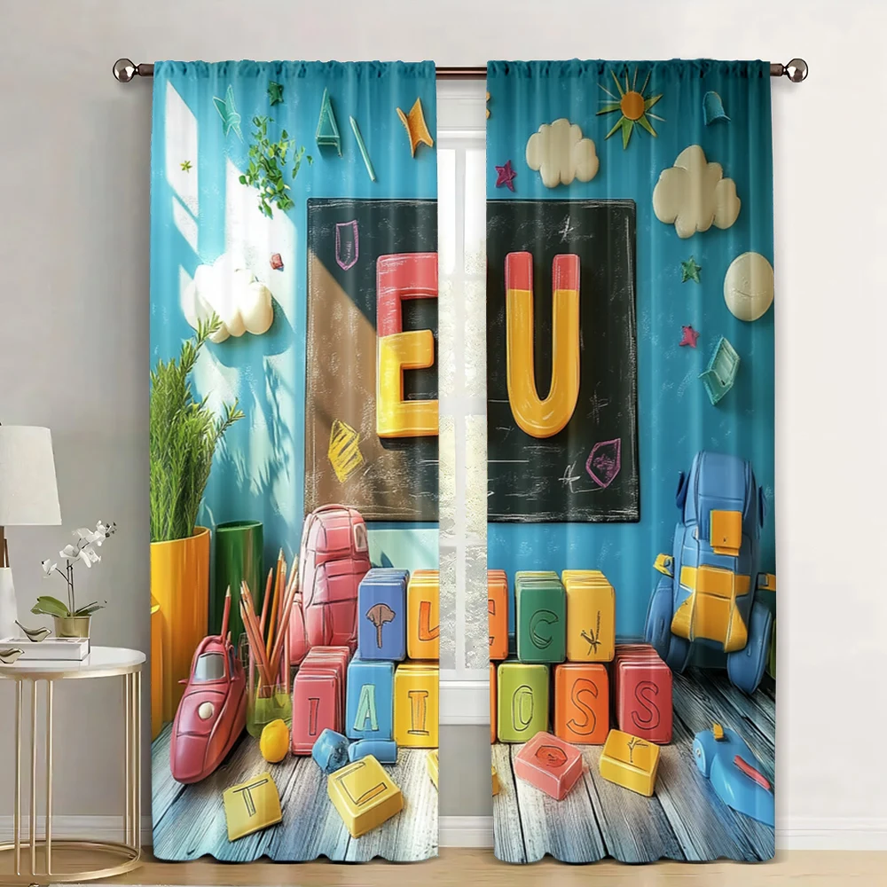 2pc, Graduation Celebration Theme Holid Party Curtain Welcome back to school_27 Fabric,Without Electricity Party Decorations for