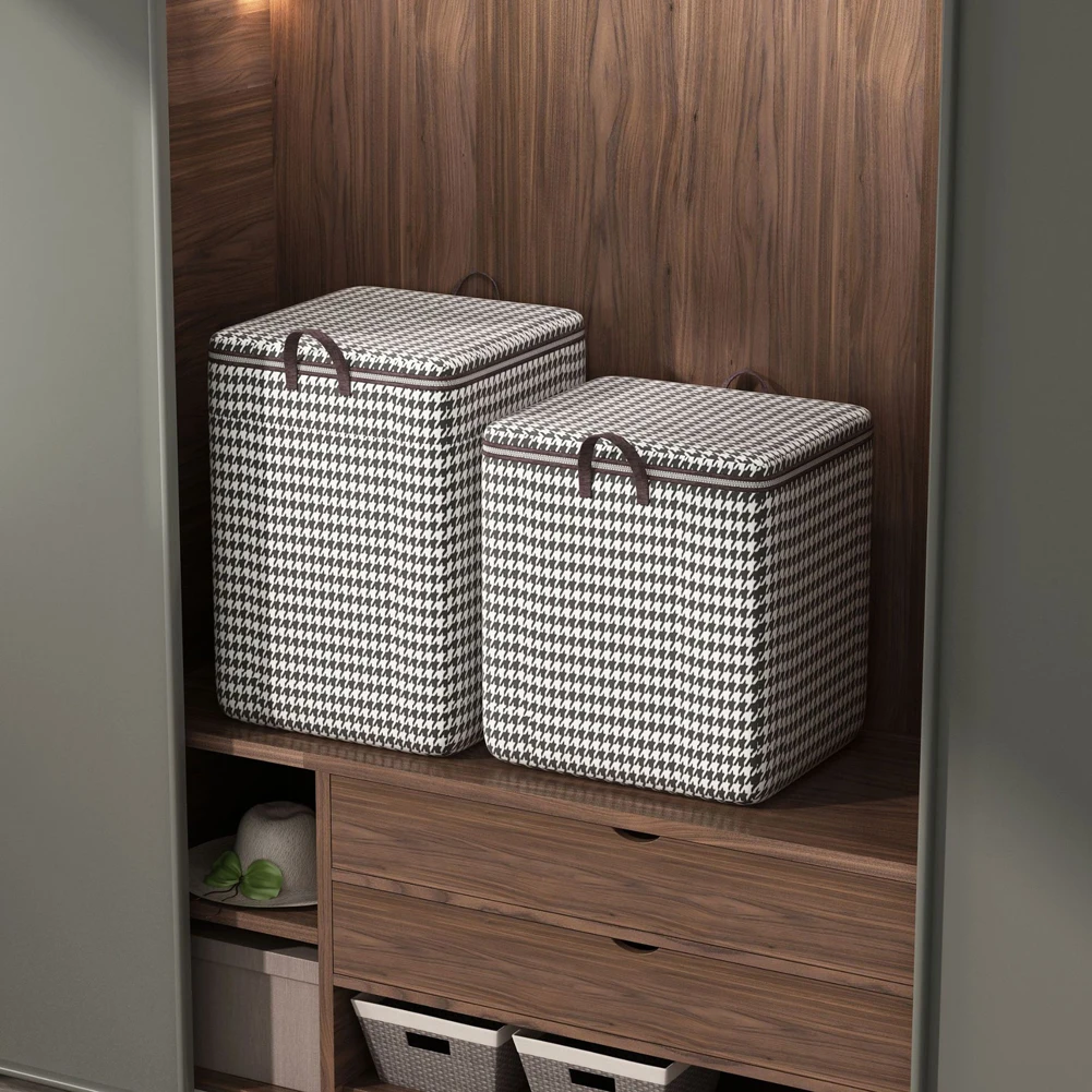 Folding Clothes Storage Bag Visible Portable Wardrobe Sorting Clothes Storage Box with Reinforced Handle for Bedding Quilt image 2