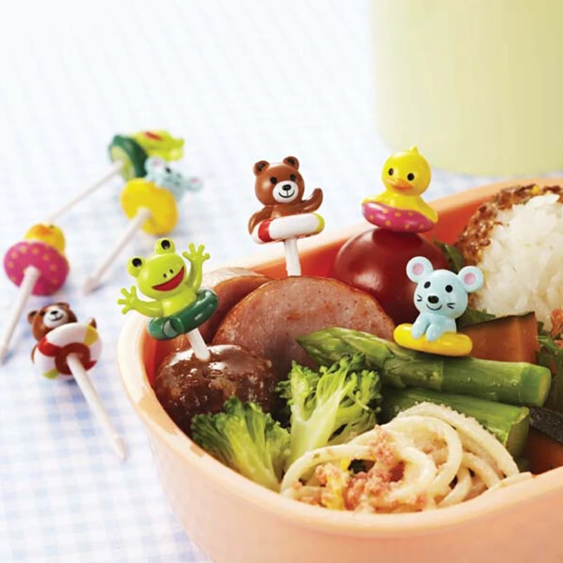 8pcs Cartoon Animal Fruit Fork Fruit Stick Lunch Stick Cake Fork Food Fork Stick Buffet Sandwich Topper