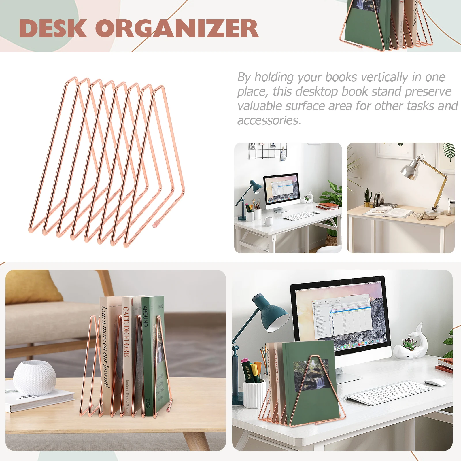 

Adjustable Metal Magazine Holder Desktop File Organizer Wire Book Stand Expandable Triangle Rack Vinyl Record Organizer Desktop