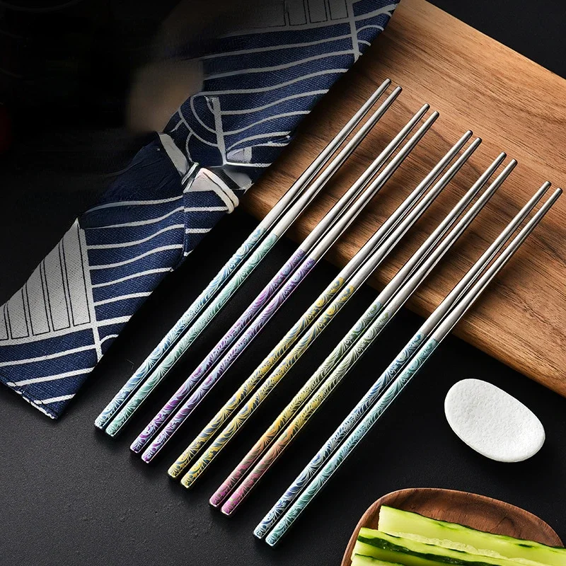 Pure Titanium Chopsticks Do Not Mold Color High Appearance Level Household Non-slip High-end Gift Tableware Chopsticks