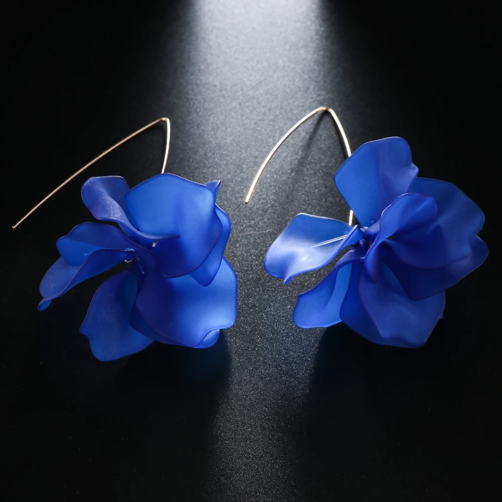 Fashion Flower Earrings Bohemia Handmade Petal Dangle Stud Vintage Resin Long Drop For Elegant Women Gifts Jewelry image 3