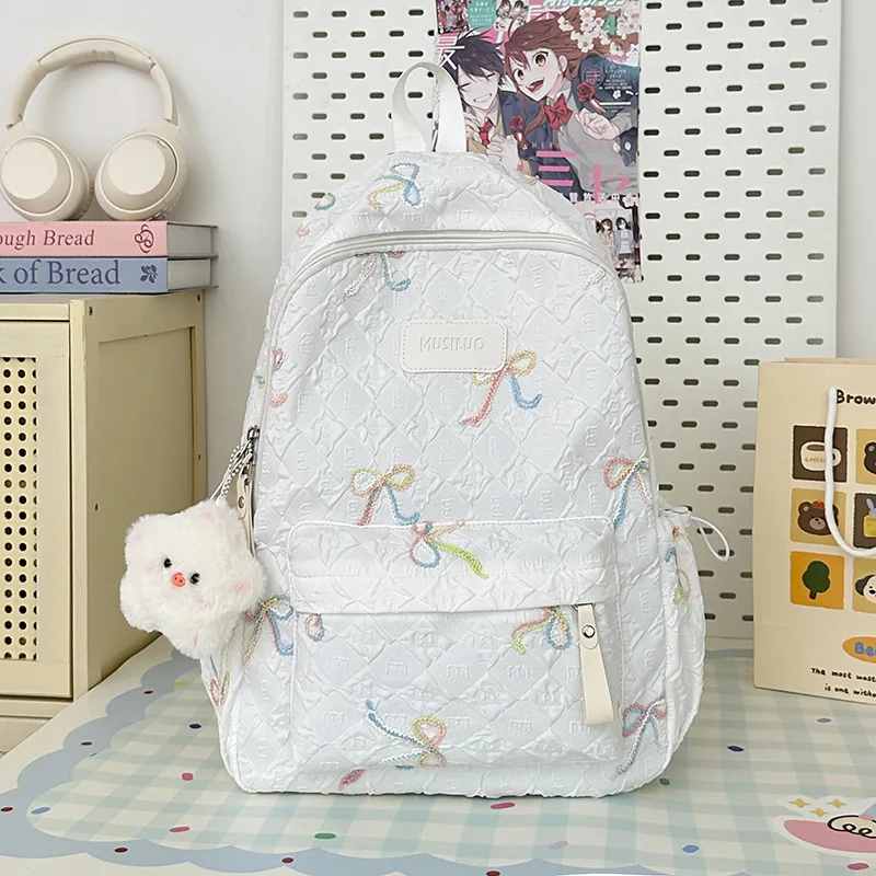 

​ Минималистичный студенческий рюкзак 2025 года — сумка для ноутбука большой вместимости, водонепроницаемая нейлоновая школьная сумка с мягкими ремнями для подростков и возрастов