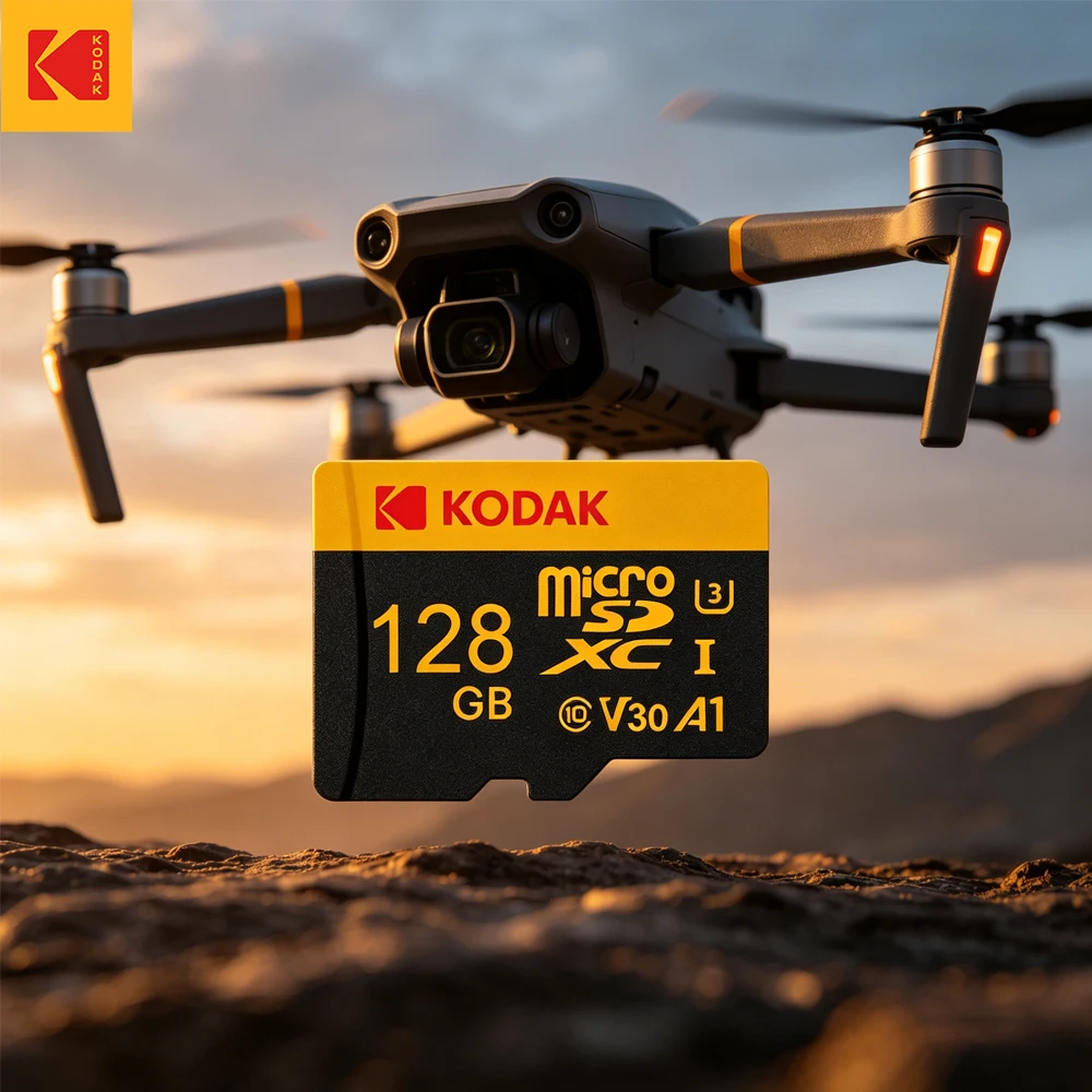 

Kodak Micro SD Card 128GB 64GB 32GB Class 10 U3 V30 100MB/s High Speed 4K Recording TF Card for GoPro Smartphone Drone + Adapter