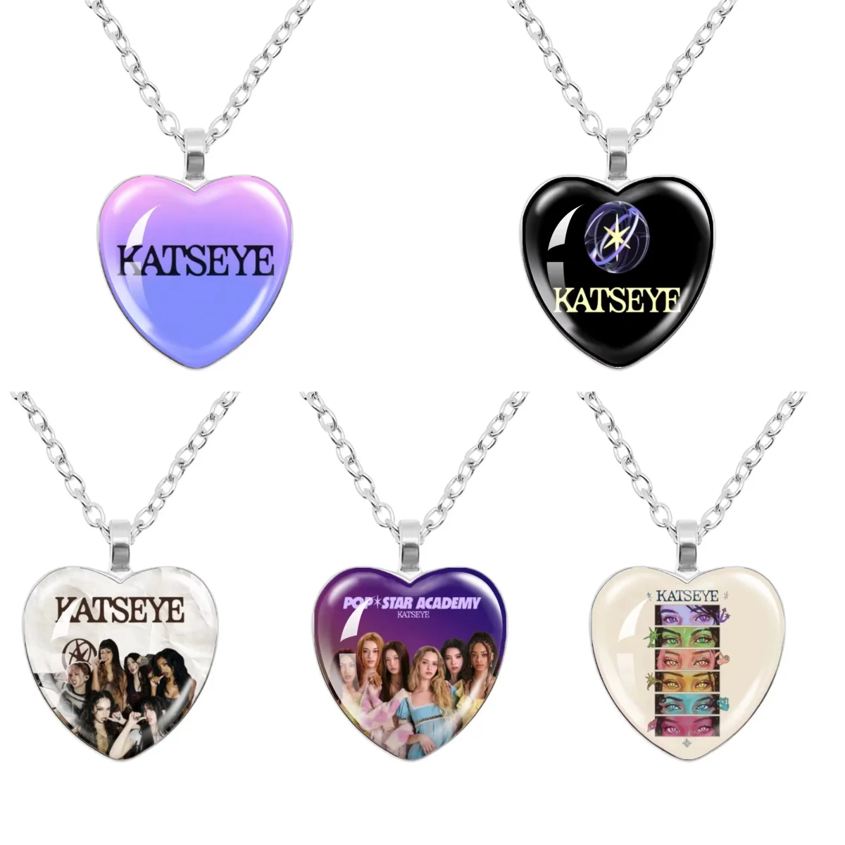 New cross-border girl group pop KATSEYE Time Stone Chain heart-shaped necklace pendant sweater chain as a gift for fans