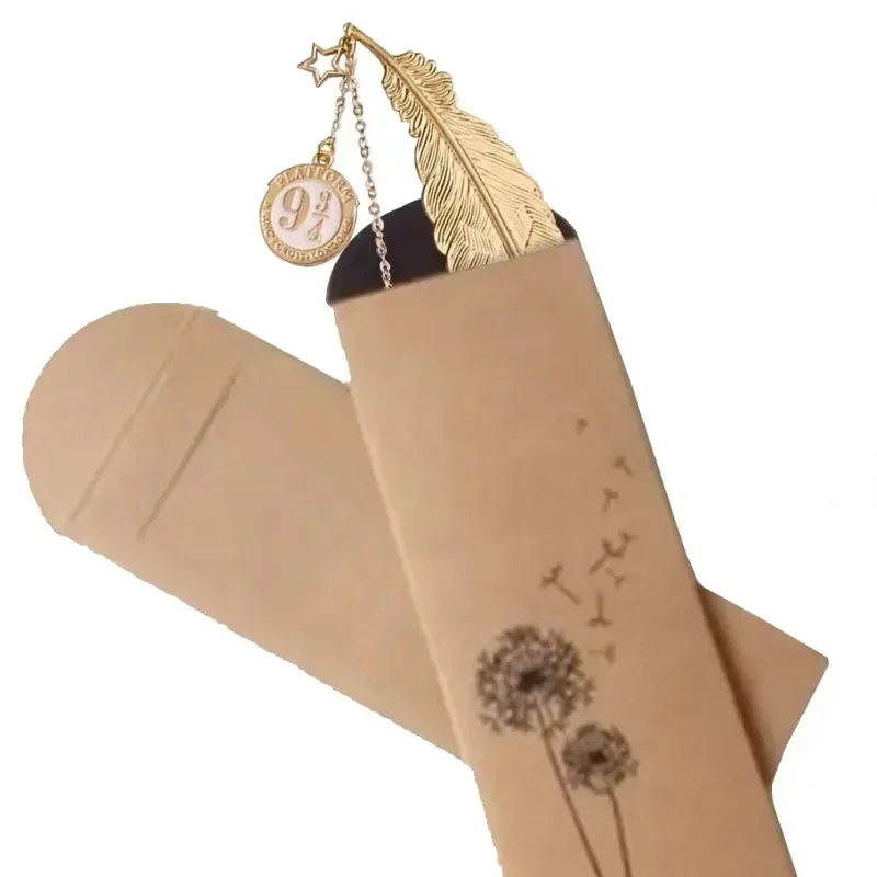 Marcapáginas exquisito de Harry Potter, pluma dorada, cerniña, Hogwarts, Hufflepuff, Ravenclaw, Slytherin, Gryffindor, colgante, marcapáginas con borla