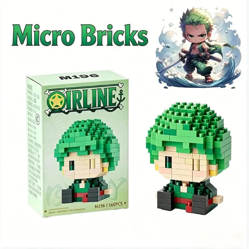 ONE PIECE  Micro Building Blocks Toy, Sun God Nika Luffy Zoro Ace Anime Figure 3D Bricks, Desktop Decor Gifts For Kids Adults