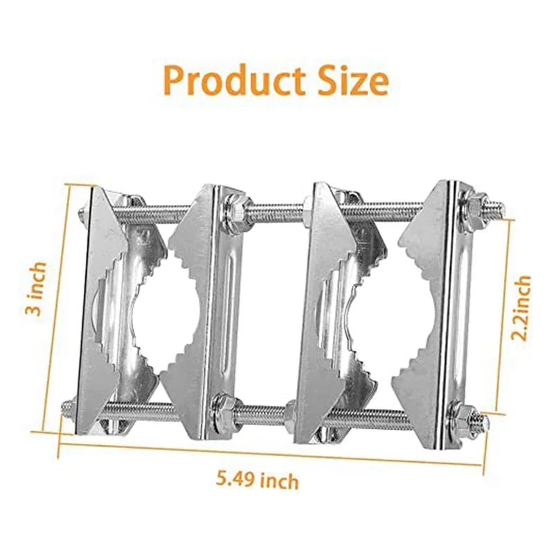 6-teilige Doppelantennen-Mastklemme, V-Backenblock mit Schrauben, Mast-zu-Mast-Klemme, Terrassenschirmhalter, robuste Stange zu Stange – BCDW