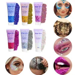 Body Glitter Gel Long Lasting Waterproof Eyeshadow Stage Party Glitter Eyeshadow Hair Face Body Glitter Cream Diamond Makeup