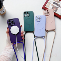 Lanyard Strap Soft Phone Case For iPhone 16 15 11 12 13 14 Pro Max 8 7 Plus XS XR For Magsafe Magnetic Wireless Charging Cover