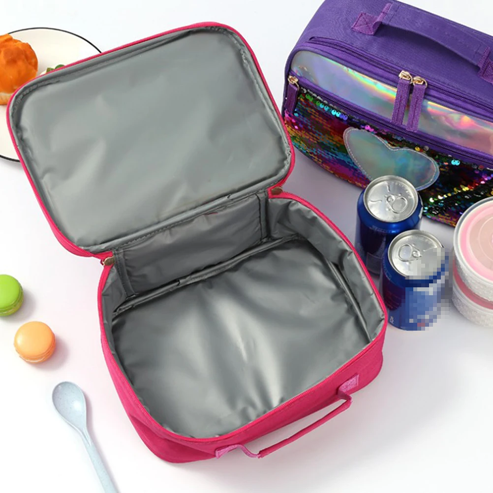 معزول حقيبة الغداء الأحمر المحمولة الحرارية الغذاء الناقل للعمل نزهة الشاطئ في الهواء الطلق وجبة تخزين قابلة لإعادة الاستخدام حقيبة للحفاظ على البرودة الألومنيوم #1