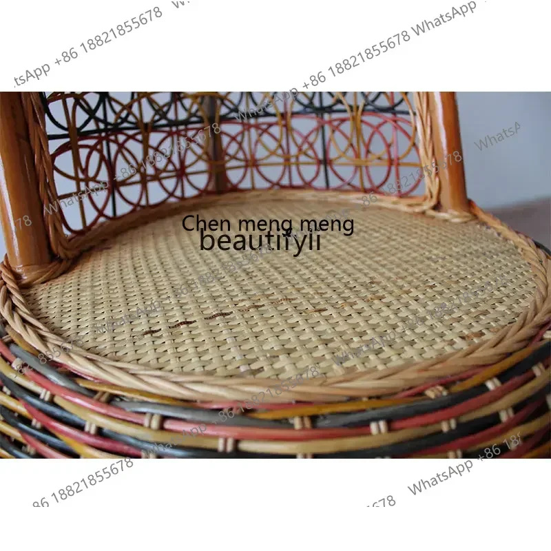 xz1Real Rattan gewebt Freizeitstuhl Balkon kleiner Sitz Sessel Haushalt kleine Bank Hocker Schuhwechselhocker