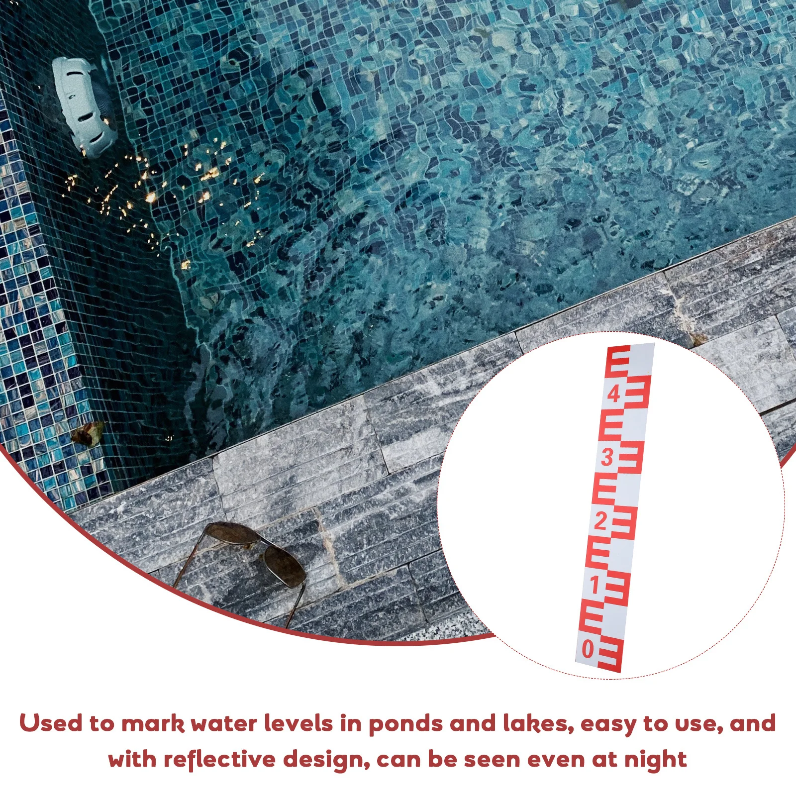 

Water Level Gauge Premium Aluminum Alloy Reflective Self-Adhesive Measuring Tool for Ponds Lakes Accurate Water Height Gauge