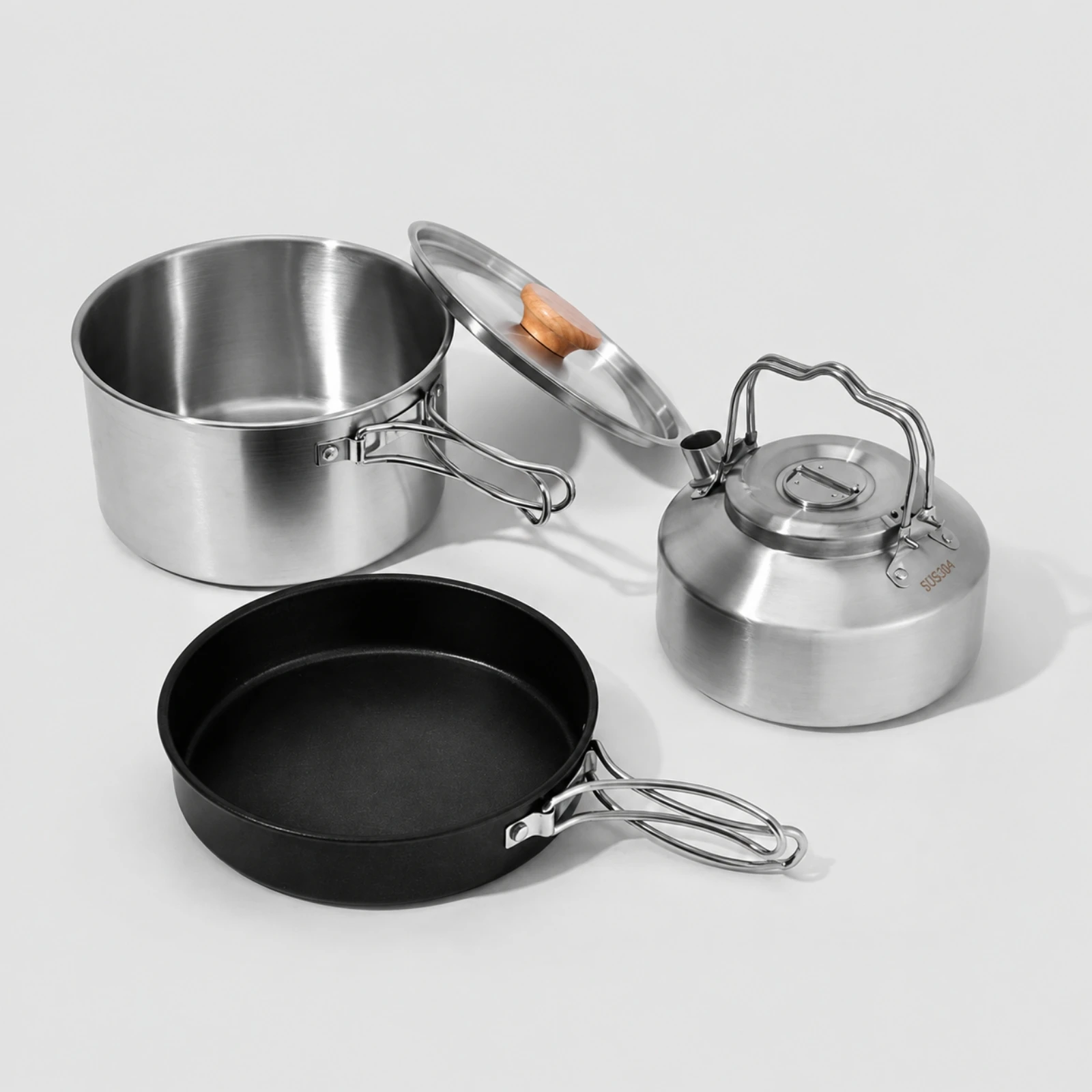 3-teiliges Kochgeschirr-Set, a – Camping Cooking Set Non Stick Bewertung und Preis