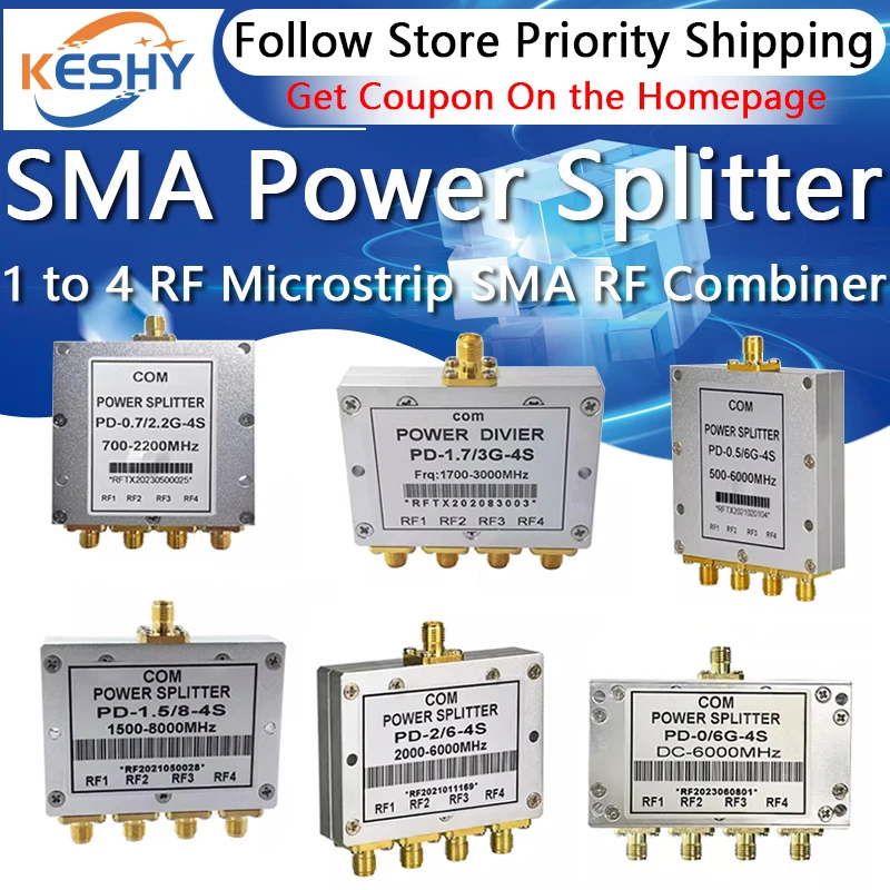 

SMA Microstrip Power Splitter 1 to 4 RF Microstrip Power Splitter 0.5-8G SMA RF Combiner WIFI 2-6G Power Splitter 500-6000MHz