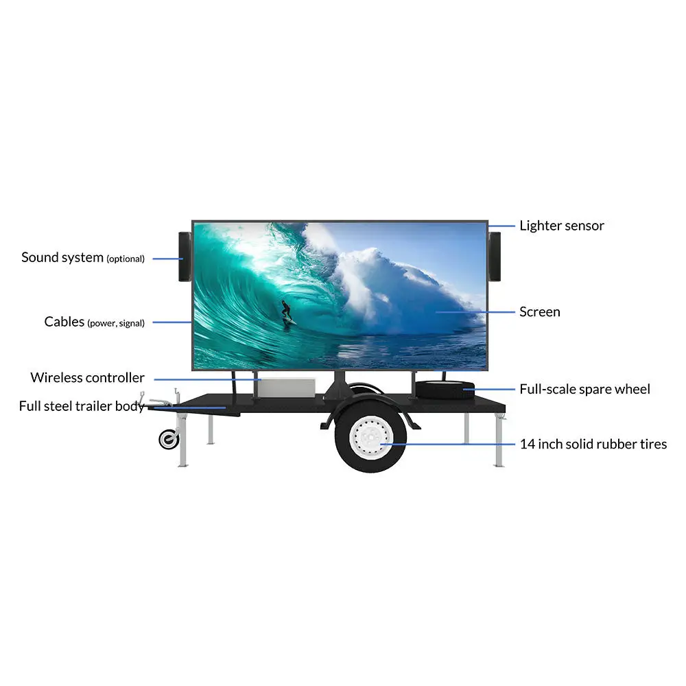 Outdoor Mobile P4 P6 LED Trailer Screen All-in-One Business Advertising Billboard Sign