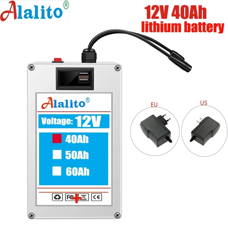 The latest DC 12V 60Ah lithium-ion AC rechargeable battery is a large capacity and multi-purpose rechargeable battery