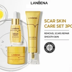 LANBENA Skin Scar Treatment Sets Scar Remove Serum Repairing Cream Skin Repair Stretch Essence Acne Marks Face Care Kit 3Pcs