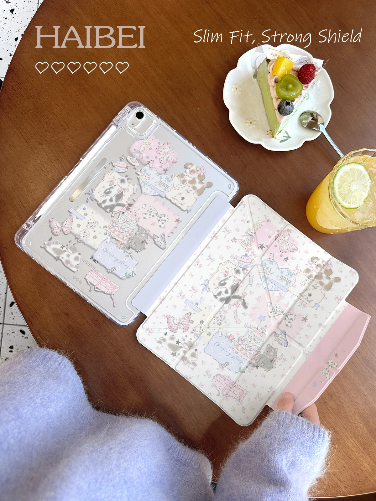 Star Note Case for iPad, Clear Acrylic Back & Premium Cover, Magnetic Clasp, Y-Fold Multi-Angle Stand, Fits Air 11/Pro 11/Mini